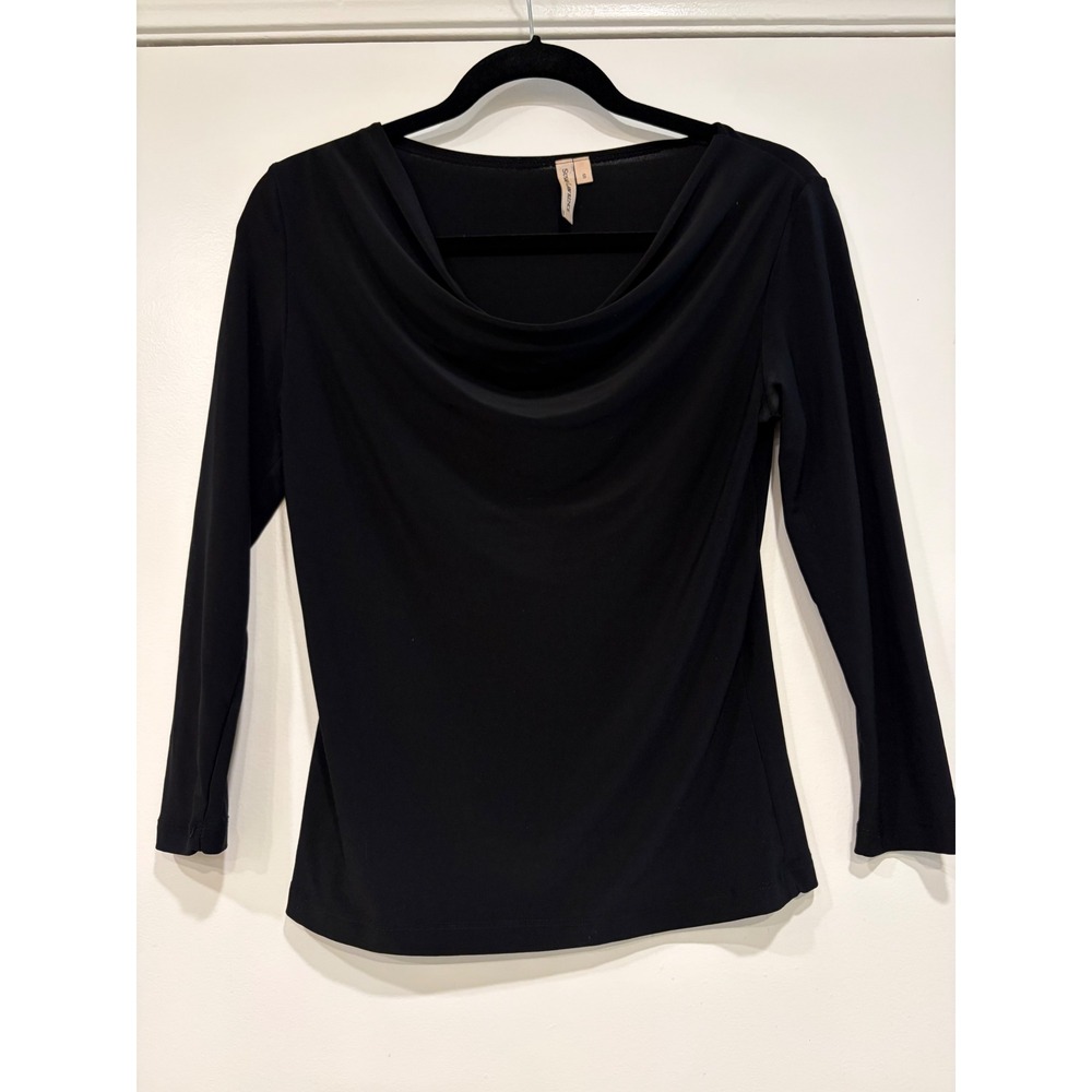 Womens Cowl Neck Top Size S Black Susan Lawrence